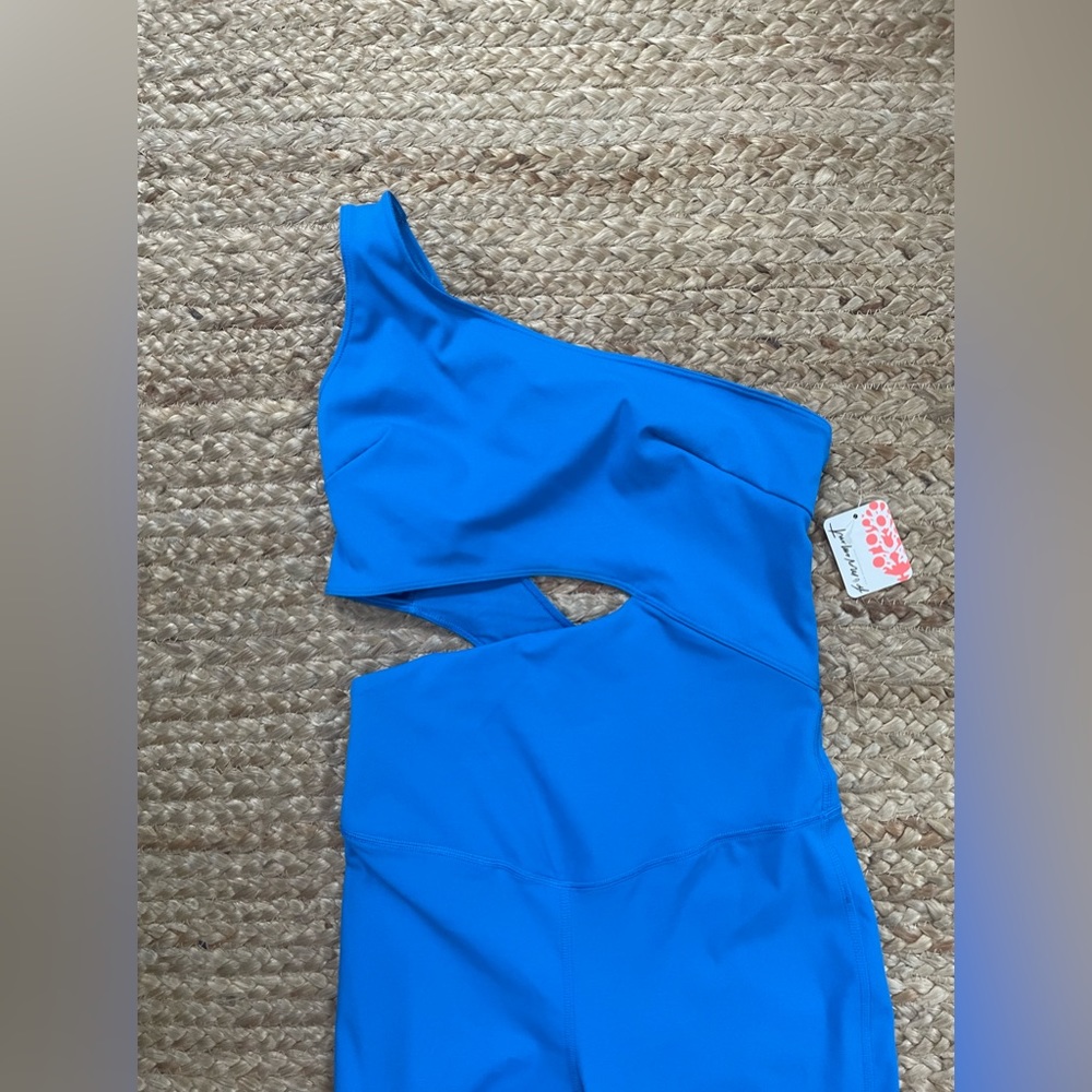 Free People One-Shoulder Cutout Jumpsuit in Bright Blue - Picture 5 of 11